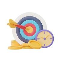 financial and Investment goals concept with dartboard,coin stack,financial future planning,3d rendering. photo