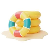 colorful inflatable ring isolate on white background,summer beach elements,3d rendering. photo