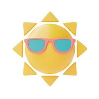 sun with sunglasses isolate on white background,summer beach elements,3d rendering. photo