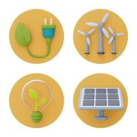 set of ecology and alternative source of electricity symbol, 3d rendering. photo