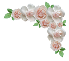 vita rosblommor och knoppar i ett hörnarrangemang png
