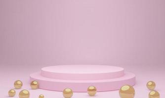 Mock-up Display Product Podium, 3D rendering. Abstract scene background. Cylinder podium on pink background. Product presentation, mock up, show cosmetic product, Podium, stage pedestal or platform photo