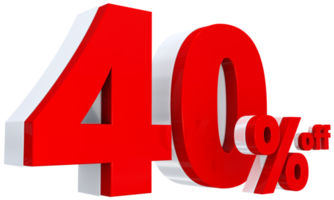 sconto 40 per cento offerta rossa in 3d png