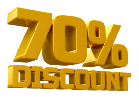 Discount 70 percent luxury gold offer in 3d png