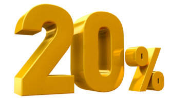 20% d'offre d'or de luxe en 3d png