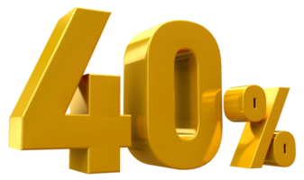 40% d'offre d'or de luxe en 3d png