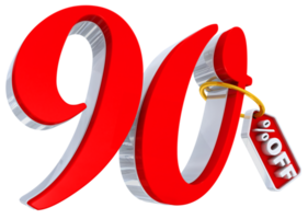 90 Prozent rotes Angebot in 3d png