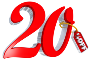 20 Prozent rotes Angebot in 3d png