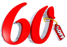 60 Prozent rotes Angebot in 3d png