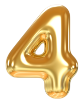 Number4 gold 3d png