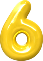 Golden 3d best render shape of Number 6 png