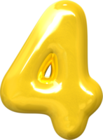 Golden 3d best render shape of Number 4 png