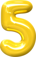 Golden 3d best render shape of Number 5 png