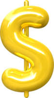 Golden 3d best render shape of Number Dollar png