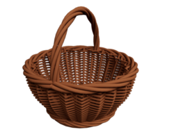 cesta de madera hecha a mano 3d render elemento de diseño abstracto concepto minimalista png