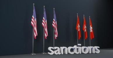 USA sanctions on Hong Kong, Sanctions against Hong Kong, Sanctions on Hong Kong, 3D work and 3D illustration photo