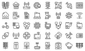 Internet provider icons set, outline style vector