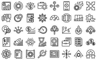 Performance management icons set outline vector. Study hypothesis vector