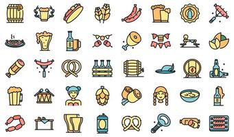 German cuisine icons set line color vector