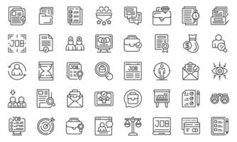 Seeking job icons set outline vector. Covid employment job vector