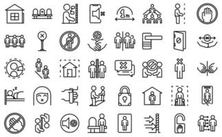 Avoid contact icons set outline vector. Handle touch vector