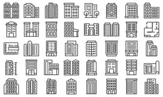 los iconos de construcción de varios pisos establecen el vector de contorno. arquitectura de interiores