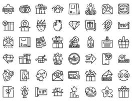 Customer loyalty program icons set outline vector. Member reward vector