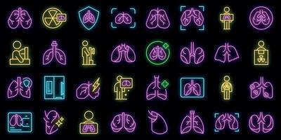 Fluorography icons set vector neon