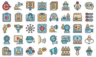 Conference icons set vector flat