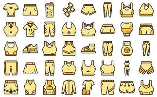 Workout fashion icons set vector flat