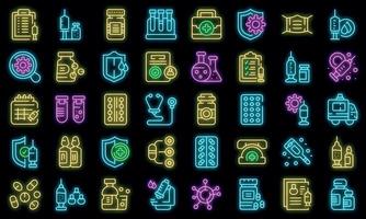 Antiviral medicines icons set vector neon