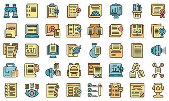 Case study icons set vector flat