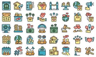 Charity event icons set vector flat