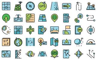 Trajectory icons set vector flat