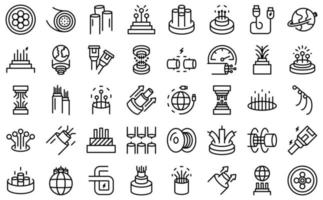 Optic fiber icons set outline vector. Cable wire vector