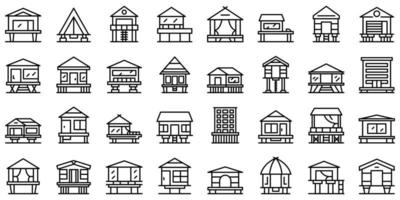 Stilt icons set outline vector. Architecture building vector