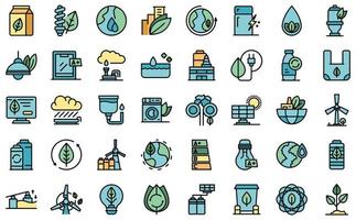 Environmentally friendly consumption icons set vector flat