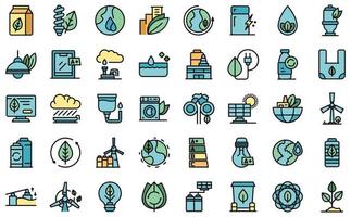 iconos de consumo ecológico establecer vector plano