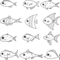 conjunto de peces de dibujos animados. peces planos modernos, peces aislados. pez de diseño plano. ilustración vectorial, peces. colección de pescado. vector