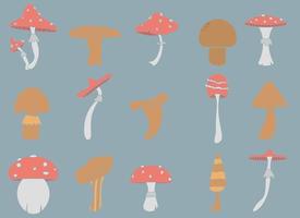 isolated illustration of different mushroom patterns nature vector icon