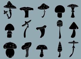 isolated illustration of different mushroom patterns nature vector icon