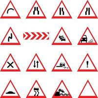 design of traffic signs and warnings red and white coloured icon illustration vector