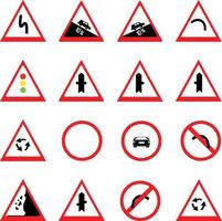 design of traffic signs and warnings red and white coloured icon illustration vector