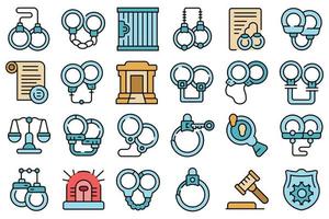 Handcuffs icons set vector flat