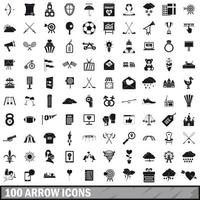 100 arrow icons set, simple style vector