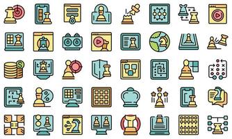 Online chess game icons set vector flat