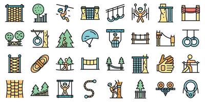 Rope park icons set vector flat