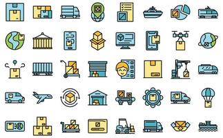 Freight traffic icons set vector flat