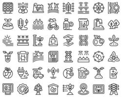 Natural technology icons set outline vector. Factory recycle vector