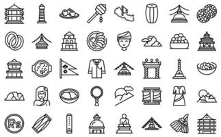 Kathmandu icons set outline vector. Nepal landmark vector